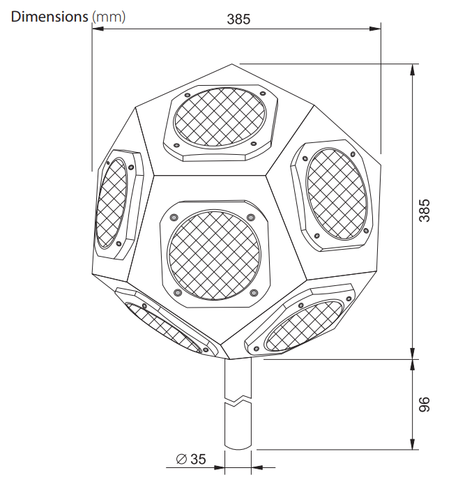Wymiary Źródła wszechkierunkowego Delta Ohm HD2050 rysunek
